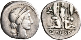 Julius Caesar, 49-44 BC. Denarius (Silver, 17 mm, 3.81 g, 9 h), military mint moving with Caesar in Spain, 46-45. Diademed head of Venus to right. Rev...