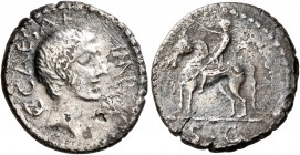 Octavian, 44-27 BC. Denarius (Silver, 17 mm, 3.46 g, 6 h), military mint moving with Octavian in Cisalpine Gaul, 43 BC. C CAESAR IMP Bare head of Octa...