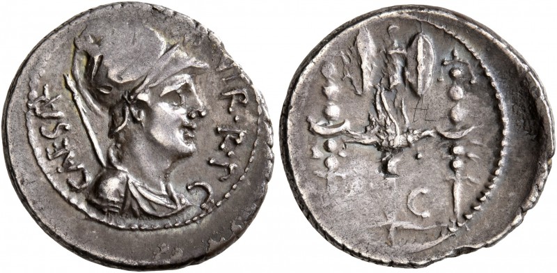 Octavian, 44-27 BC. Denarius (Silver, 19 mm, 3.81 g, 5 h), mint moving with Octa...
