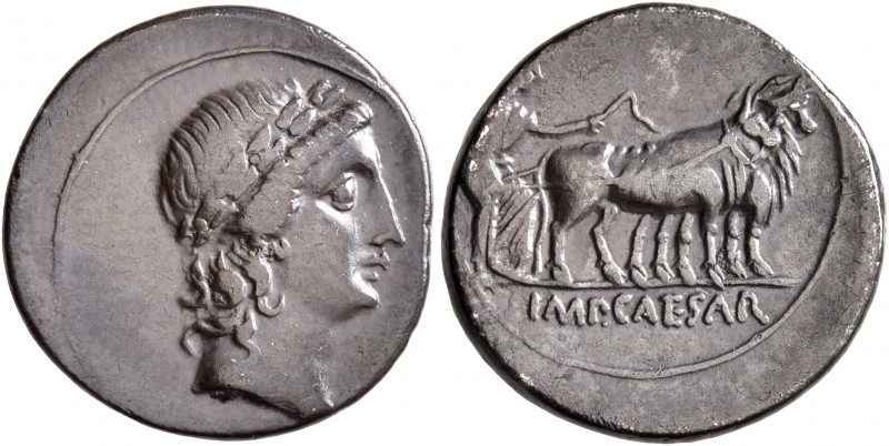 Octavian, 44-27 BC. Denarius (Silver, 19 mm, 3.71 g, 8 h), uncertain Italian min...