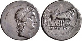 Octavian, 44-27 BC. Denarius (Silver, 19 mm, 3.71 g, 8 h), uncertain Italian mint (Rome?), 29-27. Laureate head of Apollo to right. Rev. IMP•CAESA[R] ...