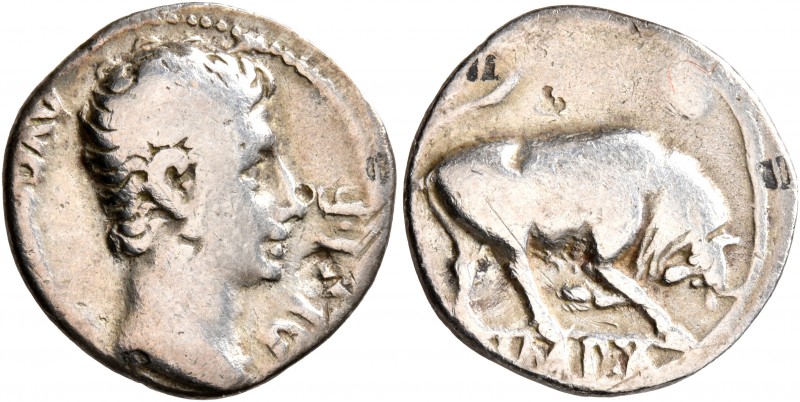 Augustus, 27 BC-AD 14. Denarius (Silver, 17 mm, 3.39 g, 7 h), Lugdunum, 15-13 BC...