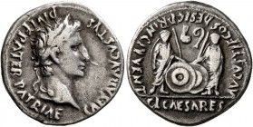 Augustus, 27 BC-AD 14. Denarius (Silver, 20 mm, 3.70 g, 6 h), Lugdunum, 2 BC-AD 4. CAESAR AVGVSTVS DIVI F PATER PATRIAE Laureate head of Augustus to r...