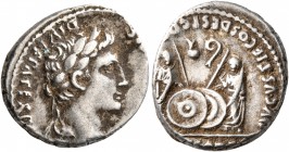 Augustus, 27 BC-AD 14. Denarius (Silver, 17 mm, 3.76 g, 4 h), Lugdunum, 2 BC-AD 4. [CAESAR AVGVSTVS] DIVI F P[ATER PATRIAE] Laureate head of Augustus ...