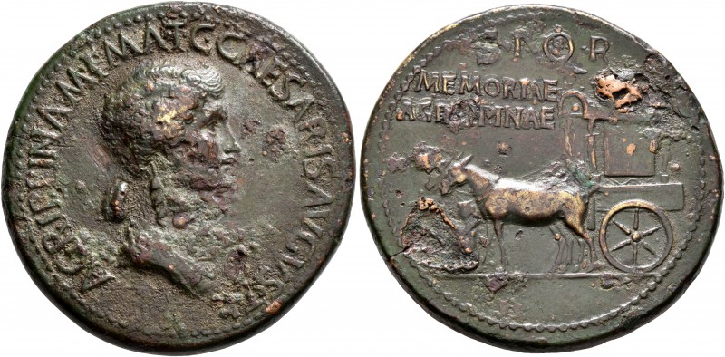 Agrippina Senior, died 33. Sestertius (Orichalcum, 37 mm, 27.45 g, 7 h), Rome, s...