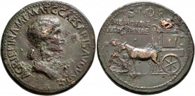 Agrippina Senior, died 33. Sestertius (Orichalcum, 37 mm, 27.45 g, 7 h), Rome, struck under Caligula, 37-41. AGRIPPINA•M•F•MAT•C•CAESARIS•AVGVSTI Drap...