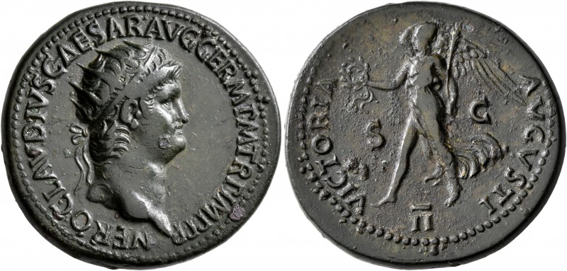 Nero, AD 54-68. Dupondius (Orichalcum, 29 mm, 15.58 g, 6 h), Rome, circa 64. NER...
