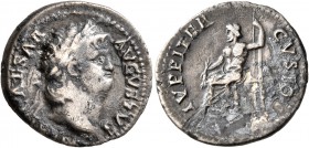 Nero, 54-68. Denarius (Silver, 18 mm, 2.89 g, 6 h), Rome, 67-68. NERO CAESAR AVGVSTVS Laureate head of Nero to right. Rev. IVPPITER CVSTOS Jupiter sea...