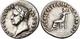 Vitellius, 69. Denarius (Silver, 18 mm, 3.42 g, 6 h), uncertain western mint (Tarraco?). A VITELLIVS IMP GERMAN Laureate head of Vitellius to left, gl...