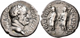 Vespasian, 69-79. Denarius (Silver, 17 mm, 3.11 g, 1 h), Ephesus, 69-70. IMP CAESAR VESPAS AVG Laureate head of Vespasian to right. Rev. LIBERI IMP AV...