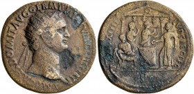 Domitian, 81-96. Dupondius (Orichalcum, 28 mm, 11.38 g, 7 h), Rome, 14 September-31 December 88. IMP CAES DOMIT AVG GERM P M TR P VIII CENS PER P P La...