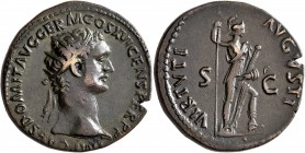 Domitian, 81-96. Dupondius (Orichalcum, 27 mm, 11.50 g, 6 h), Rome, 92-94. IMP CAES DOMIT AVG GERM COS XVI CENS PER P P Laureate head of Domitian to r...