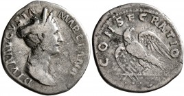 Diva Marciana, died 112/4. Denarius (Silver, 20 mm, 2.81 g, 8 h), Rome. DIVA AVGVSTA MARCIANA Diademed and draped bust of Diva Marciana to right. Rev....