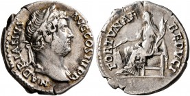 Hadrian, 117-138. Denarius (Silver, 18 mm, 2.99 g, 7 h), Rome, 134-138. HADRIANVS AVG COS III P P Laureate head of Hadrian to right, with slight drape...