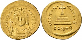 Tiberius II Constantine, 578-582. Solidus (Gold, 20 mm, 4.47 g, 6 h), Constantinopolis, 579-852. δ m TIb CONSTANT P P AVG Draped and cuirassed bust of...
