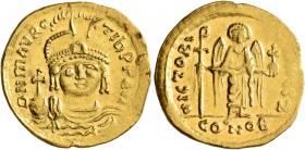 Maurice Tiberius, 582-602. Solidus (Gold, 20 mm, 4.42 g, 6 h), Constantinopolis. O N mAVRC TIb P P AVG Draped and cuirassed bust of Maurice Tiberius f...