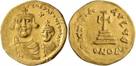 Heraclius, with Heraclius Constantine, 610-641. Solidus (Gold, 20 mm, 4.53 g, 7 h), Constantinopolis, 616-625. [δδ NN hERACLIЧS] ET hERA CONST PP AV C...