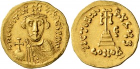 Constans II, 641-668. Solidus (Gold, 21 mm, 4.39 g, 7 h), Constantinopolis, 646/7. δ N CONSTANTINЧS P P AV Crowned, draped and short-bearded bust of C...