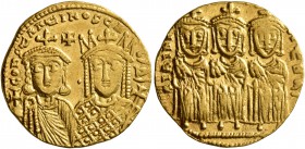 Constantine VI &amp; Irene, 780-797. Solidus (Gold, 19 mm, 4.45 g, 7 h), Constantinopolis, 790-792. CONҺSTAҺTIҺOS CA b' Δ' Crowned busts of Constantin...