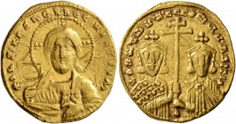 Constantine VII Porphyrogenitus, with Romanus II, 913-959. Solidus (Gold, 20 mm, 4.13 g, 6 h), Constantinopolis, 945-959. +IҺS XPS RЄX RЄGNANTIҺm Bust...