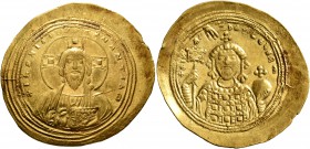 Michael IV the Paphlagonian, 1034-1041. Histamenon (Gold, 28 mm, 4.44 g, 6 h), Constantinopolis. +IhS XIS RЄX RЄGNANTIҺm Christ enthroned facing, wear...