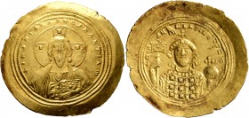 Michael IV the Paphlagonian, 1034-1041. Histamenon (Gold, 29 mm, 4.42 g, 6 h), Constantinopolis. +IhS XIS RЄX RЄGNANTIҺm Christ enthroned facing, wear...