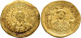 Michael IV the Paphlagonian, 1034-1041. Histamenon (Gold, 27 mm, 4.44 g, 6 h), Constantinopolis. +IhS XIS RЄX RЄGNANTIҺm Christ enthroned facing, wear...