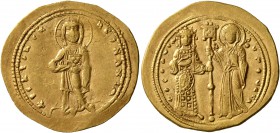 Theodora, 1055-1056. Histamenon (Gold, 24 mm, 4.41 g, 6 h), Constantinopolis. + IS XIS RЄX RЄGNANIm Christ, nimbate, standing facing on footstool, wea...