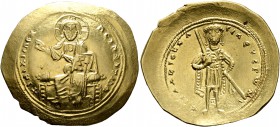 Isaac I Comnenus, 1057-1059. Histamenon (Gold, 26 mm, 4.45 g, 6 h), Constantinopolis. +I ҺS IXS REX REGNANTIҺm Christ, nimbate, seated facing on strai...
