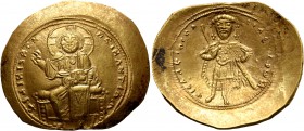 Isaac I Comnenus, 1057-1059. Histamenon (Gold, 27 mm, 4.40 g, 6 h), Constantinopolis. +I hS XIS RЄX RЄGNANTIҺm Christ enthroned facing, wearing nimbus...