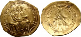 Isaac I Comnenus, 1057-1059. Histamenon (Gold, 26 mm, 4.42 g, 7 h), Constantinopolis. +I hS XIS RЄX RЄGNANTIҺm Christ enthroned facing, wearing nimbus...
