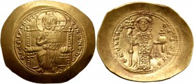 Constantine X Ducas, 1059-1067. Histamenon (Gold, 27 mm, 4.42 g, 6 h), Constantinopolis. +I ҺS IXS REX REGNANTIҺm Christ, nimbate, seated facing on st...