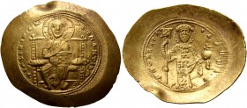 Constantine X Ducas, 1059-1067. Histamenon (Gold, 29 mm, 4.39 g, 5 h), Constantinopolis. +I ҺS IXS REX REGNANTIҺm Christ, nimbate, seated facing on st...