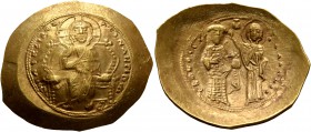 Constantine X Ducas, 1059-1067. Histamenon (Gold, 29 mm, 4.43 g, 6 h), Constantinopolis. +IҺS IXS REX REGNANTIҺm Christ, nimbate, seated facing on cur...
