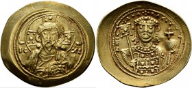 Michael VII Ducas, 1071-1078. Histamenon (Gold, 26 mm, 3.17 g, 6 h), Constantinopolis. Bust of Christ Pantokrator facing, raising his right hand in be...