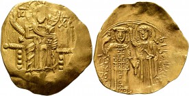 John III Ducas (Vatatzes), emperor of Nicaea, 1222-1254. Hyperpyron (Gold, 25 mm, 4.50 g, 5 h), Magnesia. Christ enthroned facing, nimbate, wearing tu...