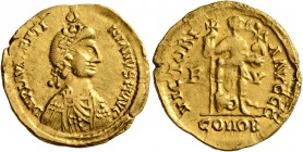 VISIGOTHS, Gaul. Uncertain king, circa mid-late 5th century. Solidus (Gold, 21 mm, 4.41 g, 7 h), imitating Ravenna, in the name of Valentinianus III (...