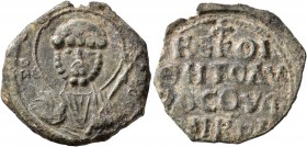 CRUSADERS. Antioch. Tancred, regent, 1101-1112. Follis (Bronze, 22 mm, 5.20 g, 1 h). Ο / ΠΕ-Τ/P/O/C Nimbate bust of St. Peter facing, raising his righ...