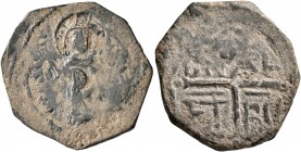 CRUSADERS. Antioch. Roger of Salerno, regent, 1112-1119. Follis (Bronze, 24 mm, 3.54 g, 10 h). ЄMMA NOVHA Nimbate figure of Christ standing facing, ra...