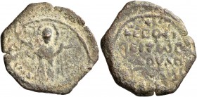 CRUSADERS. Antioch. Roger of Salerno, regent, 1112-1119. Follis (Bronze, 23 mm, 3.69 g, 10 h). Virgin Mary standing orans, nimbate, wearing jewelled m...