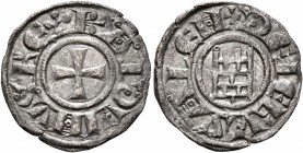 CRUSADERS. Latin Kingdom of Jerusalem. Baldwin III, 1143-1163. Denier (Billon, 17 mm, 0.80 g, 11 h), Jerusalem. BALDVINVS REX Cross patt&#233;e. Rev. ...