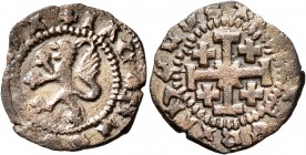 CRUSADERS. Lusignan Kingdom of Cyprus. James II, 1460-1473. Sezin (Bronze, 18 mm, 1.99 g). +IACOBUS DЄI GRAIA Lion of Cyprus rampant to left. Rev. +X ...