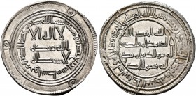 ISLAMIC, Umayyad Caliphate. Temp. Hisham ibn 'Abd al-Malik, AH 105-125 / AD 724-743. Dirham (Silver, 25 mm, 2.96 g, 12 h), Wasit, dated AH 114 (AD 732...