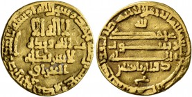ISLAMIC, 'Abbasid Caliphate. temp. Al-Ma'mun, AH 199-218 / AD 813-833. Dinar (Gold, 19 mm, 4.07 g, 10 h), citing the vizier of Al-Ma'mun, Dhu’l-Riyasa...