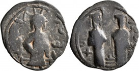 ISLAMIC, Anatolia &amp; al-Jazira (Post-Seljuk). Zangids (Syria). Nur al-Din Mahmud, AH 541-569 / AD 1146-1173. Fals (Bronze, 27 mm, 6.10 g, 6 h), a c...