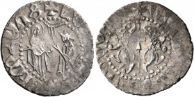 ARMENIA, Cilician Armenia. Royal. Levon I, 1198-1219. Tram (Silver, 21 mm, 2.67 g, 4 h), coronation issue, Sis. The Virgin, nimbate and orans, standin...