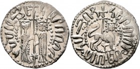 ARMENIA, Cilician Armenia. Royal. Hetoum I and Zabel, 1226-1270. Tram (Silver, 21 mm, 2.93 g, 10 h). Zabel and Hetoum I standing facing one another, e...