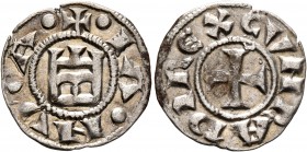 ITALY. Genova. Republic, 1139-1339. Denaro (Silver, 17 mm, 0.87 g, 12 h), struck in the name of the Holy Roman Emperor Conrad II, circa 1272. +•IA•NV•...