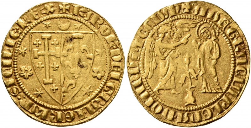 ITALY. Napoli (Regno). Carlos I d'Angi&#242;, 1266-1285. Saluto (Gold, 22 mm, 4....