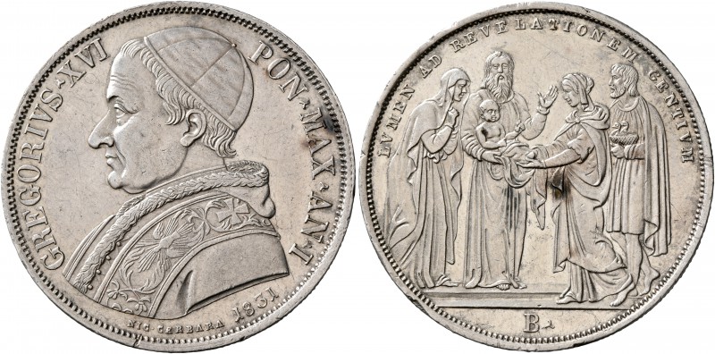 ITALY. Papal Coinage. Gregory XVI, 1831-1846. Scudo (Silver, 37 mm, 26.37 g, 12 ...